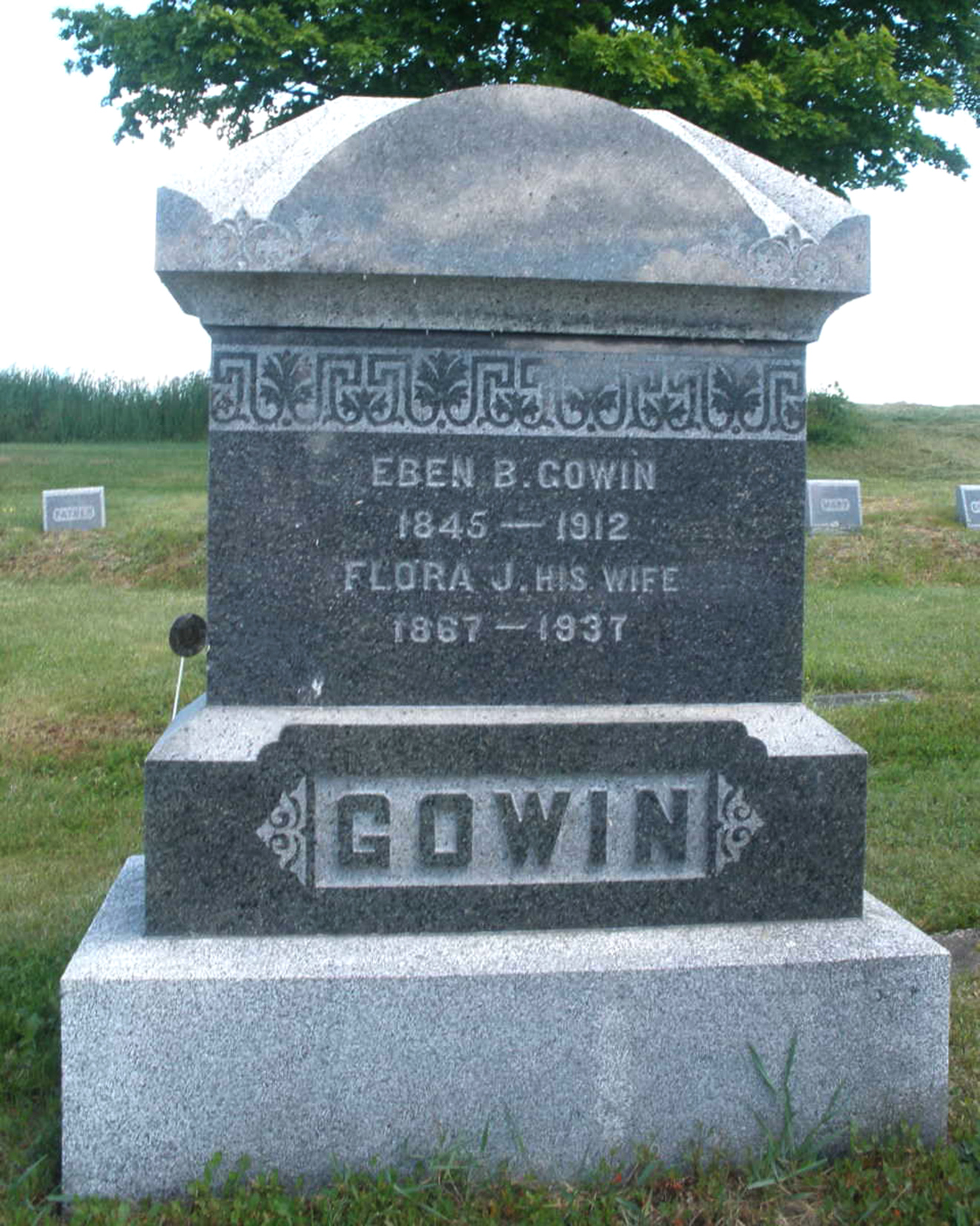 Photo of headstones/Flora Jane Gowin nee McLennan d 1937 hdstn Maine